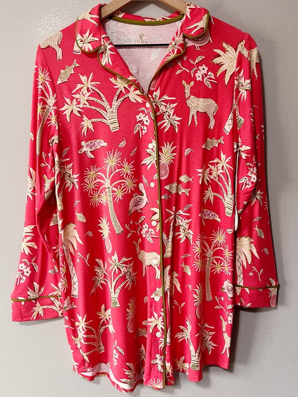 Spartina 449 NWT Pajama Button Sleep Shirt Lowcountry Fauna Red Print Size Small - Picture 4 of 12